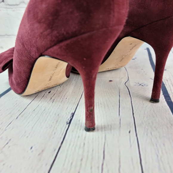 Manolo Blahnik maroon heels with bows size 37 - Picture 6 of 8